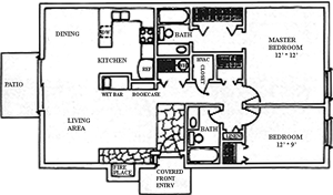 Two Bedroom / Fireplace / Two Bath - 1,020 Sq. Ft.*